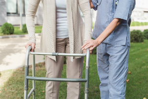 Nursing home staff and resident